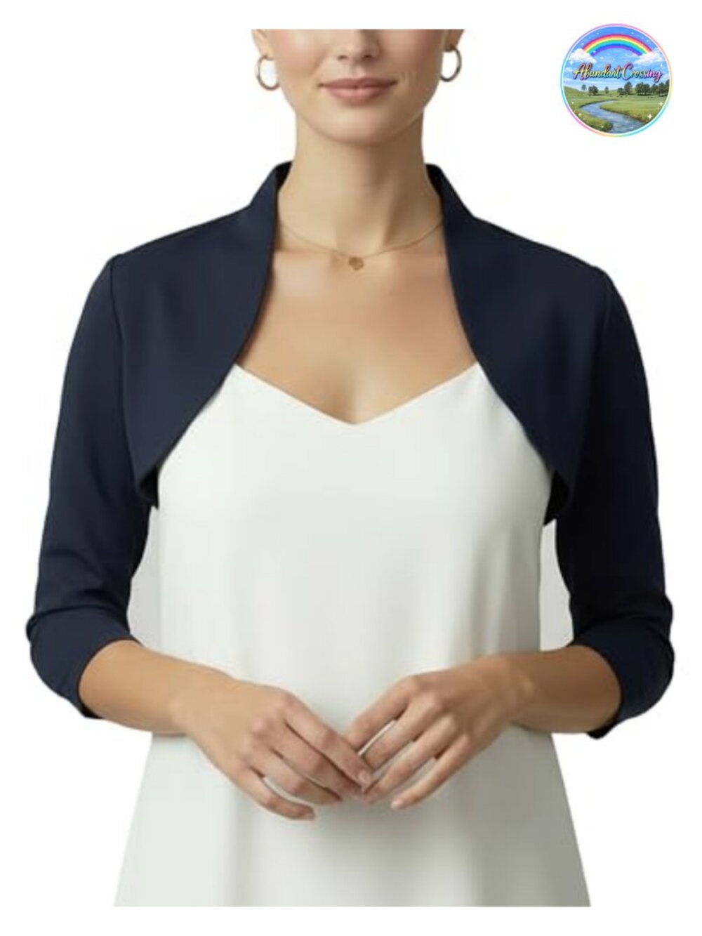 Women's 3/4 Sleeve Tailored Bolero Stretch Shrug Formal Cover-Up
